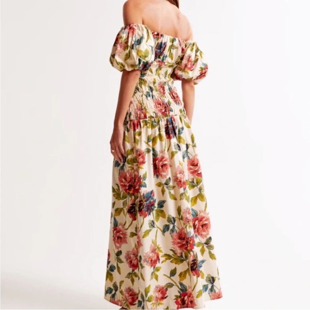 Abercrombie & Fitch Smocked Drop Waist Maxi Dress Small Tall NWT - Picture 3 of 12